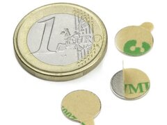 Magnet neodim disc cu autoadeziv O10x0,6 mm, putere 310 g, N35